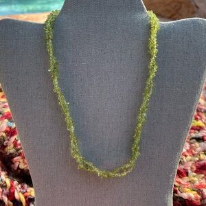 Vintage Double Strand Glass Beaded Necklace Green